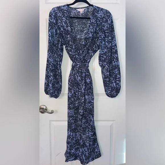 LC Lauren Conrad Charcoal and Blue Longsleeve Patterned Dress - Picture 1 of 4